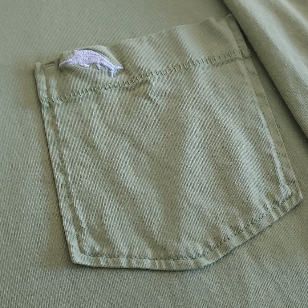 Tommy Bahama Men's Long-Sleeve Crewneck Pocket Shirt - Light Green - Picture 6 of 13